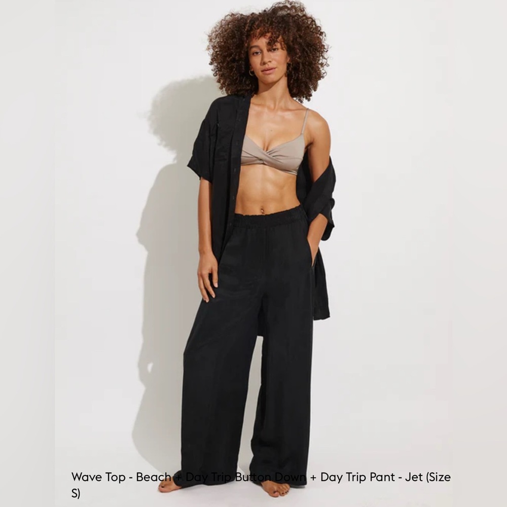 Left On Friday Jet Black Wide Leg Pants